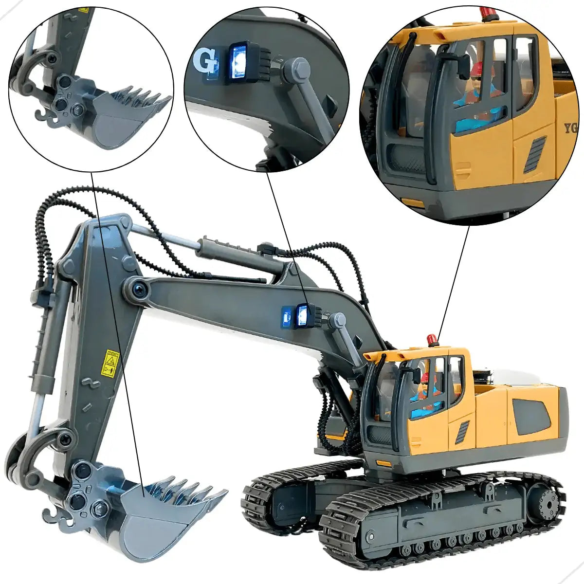 Trator Escavadeira De Controle Remoto Realista RC 11Ch - (FRETE GRÁTIS)