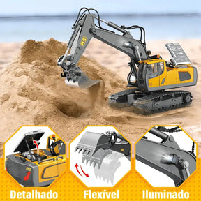 Trator Escavadeira De Controle Remoto Realista RC 11Ch - (FRETE GRÁTIS)